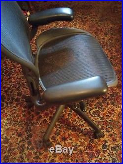043 Herman Miller Aeron Office Chair Black With Black BAse Adjustable Arms