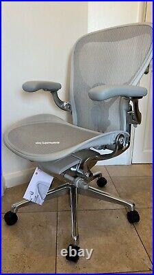 2021 Herman Miller Aeron Chair Remastered Size C Mineral Polished Aluminum