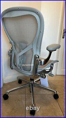 2021 Herman Miller Aeron Chair Remastered Size C Mineral Polished Aluminum