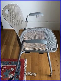 2 Herman Miller Caper Stacking Side chairs Office Aeron White Grey Reconditioned