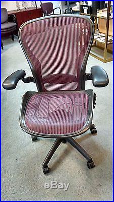2 Herman Miller Refurbished Aeron Red B Chairs