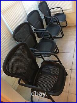 4 Herman Miller Aeron Office Side Guest Ergonomic Chairs AE500P Size B