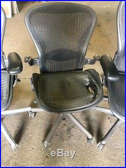 (5) herman miller aeron chairs as is office adjustable