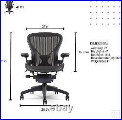 Aeron Chair by Herman Miller Highly Adjustable Graphite Frame with Posturefi