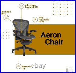 Aeron Chair by Herman Miller Highly Adjustable Graphite Frame with Posturefi