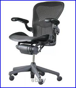 Authentic Herman Miller Aeron Chair B Free Shipping, Black, Office, Pristine