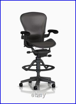 Authentic Herman Miller Aeron Mesh Work Stool Bar Height Lumbar Support Size B