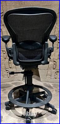 Authentic Herman Miller Aeron Mesh Work Stool Bar Height Lumbar Support Size B