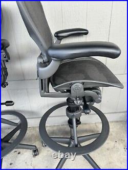 Authentic Herman Miller Aeron Mesh Work Stool, Bar Height fully loaded size BC