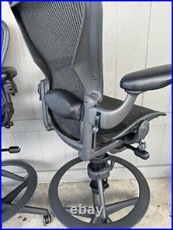Authentic Herman Miller Aeron Mesh Work Stool, Bar Height fully loaded size BC