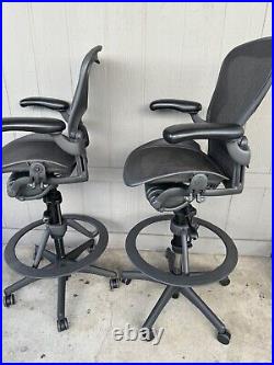 Authentic Herman Miller Aeron Mesh Work Stool, Bar Height fully loaded size BC