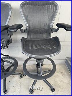 Authentic Herman Miller Aeron Mesh Work Stool, Bar Height fully loaded size BC