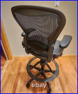 Authentic Herman Miller Aeron Mesh Work Stool, Bar Height fully loaded size B