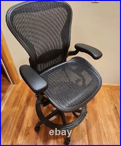 Authentic Herman Miller Aeron Mesh Work Stool, Bar Height fully loaded size B