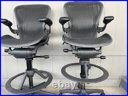 Authentic Herman Miller Aeron Mesh Work Stool, Bar Height fully loaded size C