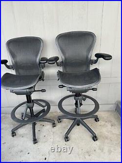 Authentic Herman Miller Aeron Mesh Work Stool, Bar Height fully loaded size C