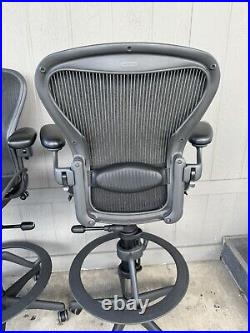 Authentic Herman Miller Aeron Mesh Work Stool, Bar Height fully loaded size C