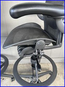 Authentic Herman Miller Aeron Mesh Work Stool, Bar Height fully loaded size C