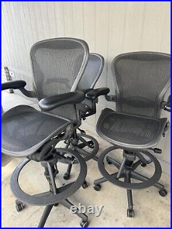 Authentic Herman Miller Aeron Mesh Work Stool, Bar Height fully loaded size C
