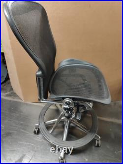 Authentic Herman Miller Aeron Mesh Work Stool Table Height Chrome Polished Sz B