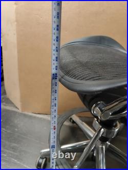 Authentic Herman Miller Aeron Mesh Work Stool Table Height Chrome Polished Sz B
