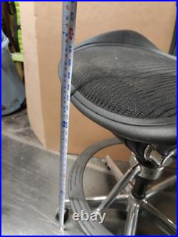 Authentic Herman Miller Aeron Mesh Work Stool Table Height Chrome Polished Sz B