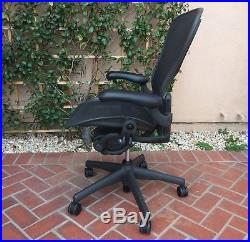Black Herman Miller Aeron Size C Fixed Arm Office Desk Chair Posture Back #1