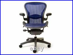 Blue Herman Miller Aeron Mesh Office Desk Chair Medium Size B semi adjust lumbar