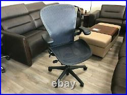 Blue Herman Miller Aeron Office Desk Chair Lumbar Support Showroom + Warranty