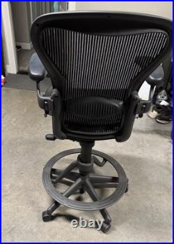 Classic Herman Miller Aeron Mesh Work Stool, Bar Height fully loaded size B