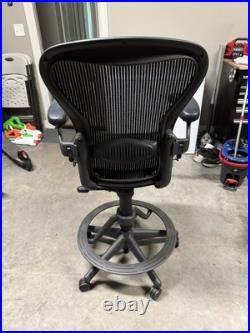 Classic Herman Miller Aeron Mesh Work Stool, Bar Height fully loaded size B