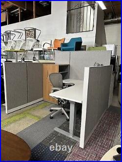 Complete Cubicle 6X6' HM Aeron Chair, Tall Cabinet, Dual Monito Arm & Power Unit