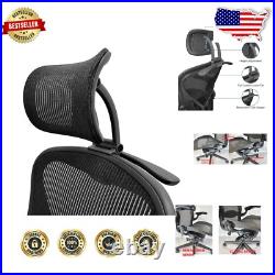 Ergonomic Headrest for Herman Miller Aeron with Removable Coat Hanger, Black