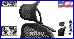 Ergonomic Headrest for Herman Miller Aeron with Removable Coat Hanger, Black