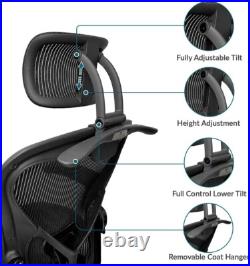Ergonomic Headrest for Herman Miller Aeron with Removable Coat Hanger, Black