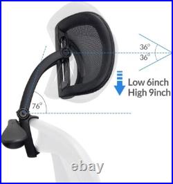 Ergonomic Headrest for Herman Miller Aeron with Removable Coat Hanger, Black