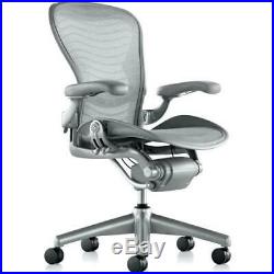 Executive Herman Miller Aeron Fully Loaded Chairs Size A, B, and C Titanium