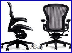 Genuine Herman Miller Aeron Basic Graphite Carbon Chair Medium Size B + WARRANTY