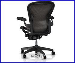 Genuine Herman Miller Aeron Basic Graphite Carbon Chair Medium Size B + WARRANTY