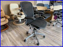 Genuine Herman Miller Aeron Office Desk Task Chair Polished Aluminum Large C