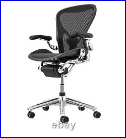 Genuine Herman Miller Aeron Office Desk Task Chair Polished Aluminum Large C