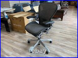 Genuine Herman Miller Aeron Office Desk Task Chair Polished Aluminum Medium B