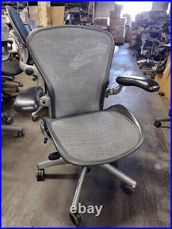 Genuine Herman Miller Aeron Office Desk Task Chair Polished Aluminum Size B