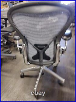 Genuine Herman Miller Aeron Office Desk Task Chair Polished Aluminum Size B