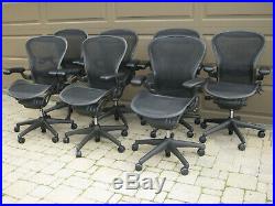HERMAN MILLER Set of 7 Nice Used Aeron Chairs Size B Fully Adjustable & Lumbar