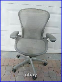Herman Miller Aeron Ae113awb Desk Chair Mineral Gray Fully Adjustable Lumbar Ok