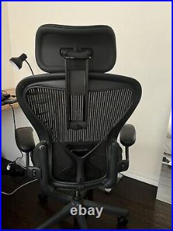 Herman Miller Aeron B Graphite with Posturefit and Atlas Headrest Fully Loaded