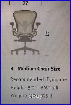 Herman Miller Aeron Chair B Office Task Chair (Medium) withlumbar pickup/no ship