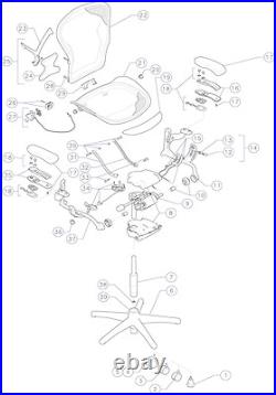 Herman Miller Aeron Chair Backrest Titanium Medium Size B Wave Quartz 4F03