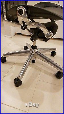 Herman Miller Aeron Chair Black with Chrome Base Size B (Excellent)